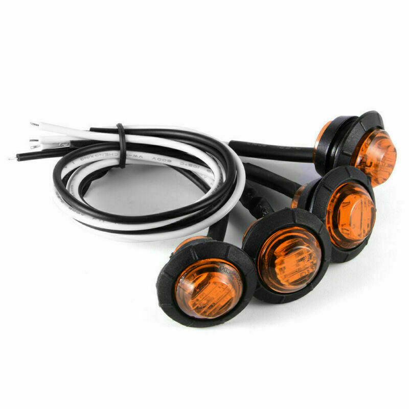 20X 3/4" Marker Lights LED Truck Trailer Round Side Bullet Light Amber/Red 12V