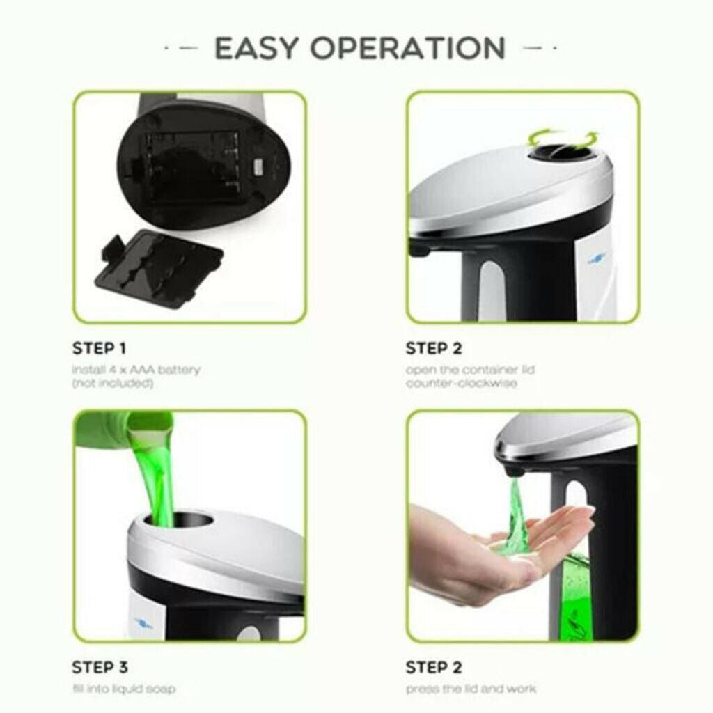 Portable Automatic Soap Liquid Dispenser 400ml IR Sensor Touchless for
