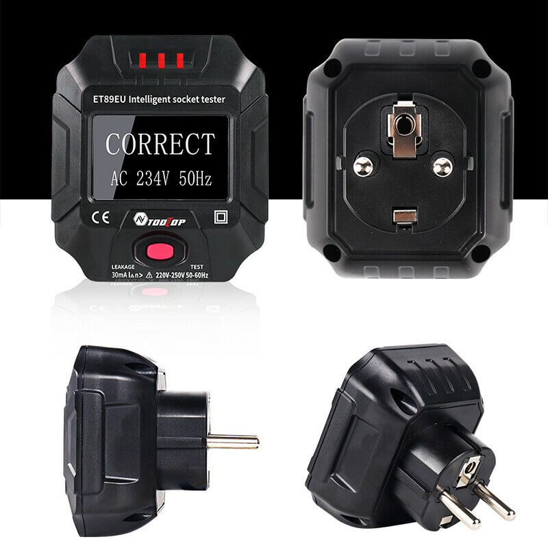 2X(TOOLTOP ET89 Socket Detector Digital Display Electric Socket Tester VoltA8N4)