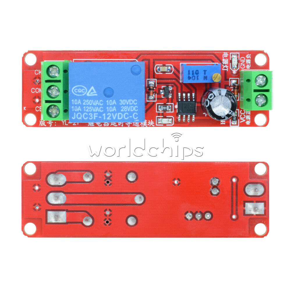 5PCS 12V DC Conduction Delay Relay Shield Module NE555 Timer Switch 0-10 Sec
