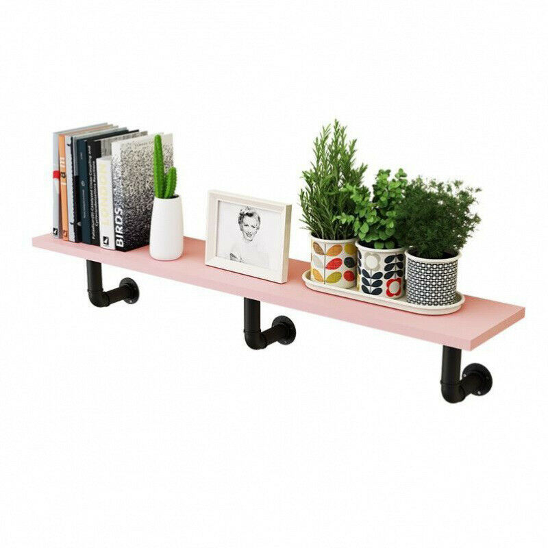 2x Retro Heavy Duty Water Pipe Wall Rack Shelf Table Bracket Plate Support Stand