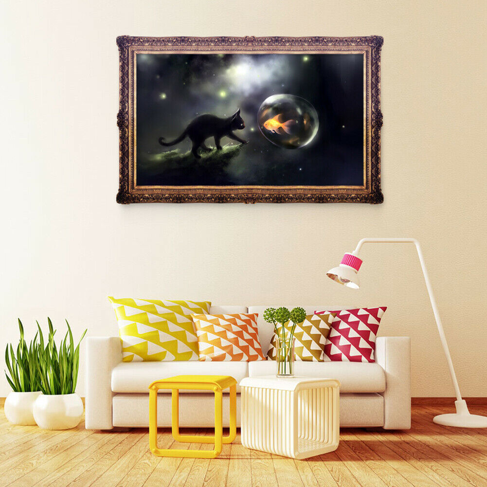 Night Black Cat 5D Diamond DIY Painting Craft Kit Home Decor  @