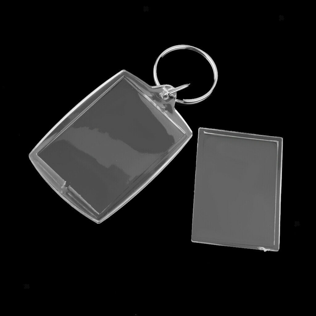 20 Clear Acrylic Hanging Trays with Keychain, Oblong, 40 X 56 Mm, Blank Photo