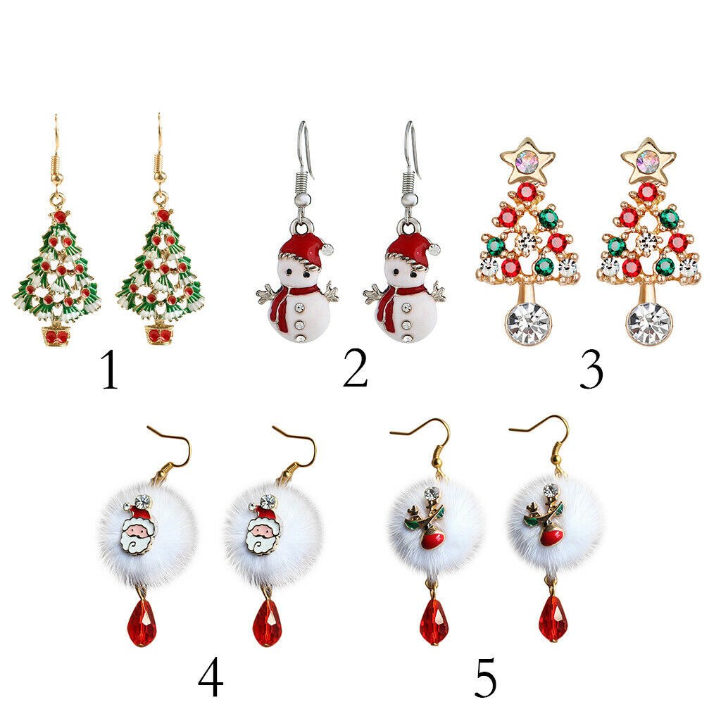 2 Pair Alloy Colorful Christmas Theme Fashion Hook Earrings Christmas Jewel