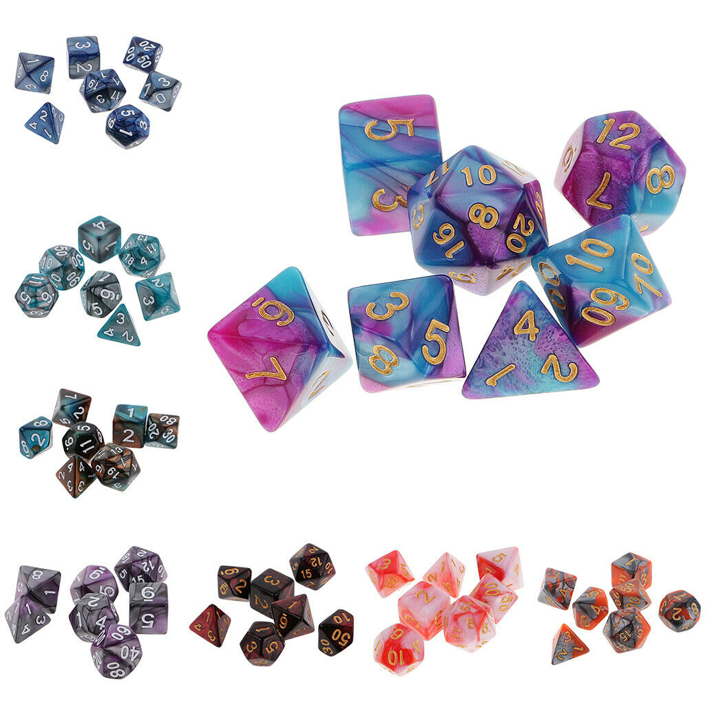 28 Pieces Two Colors Polyhedral Dice for D&D DND RPG MTG Table Game Set