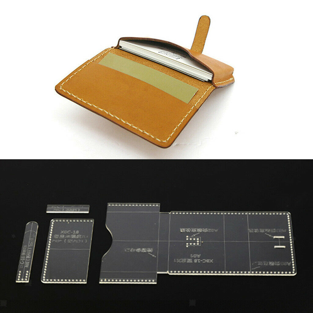Blesiya 4Pcs Card Holder Case Clear Acrylic Leather Pattern Stencil Template
