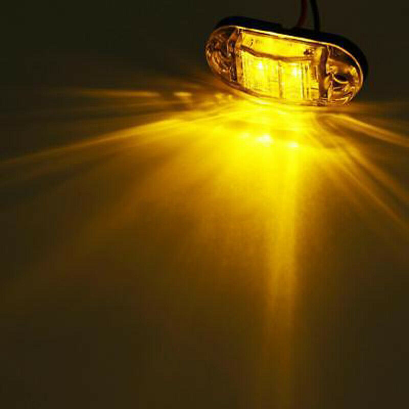 2pcs  2.6" Clearance Amber Oval Led Lamp 2 Diode Trailer Truck Side Marker Light