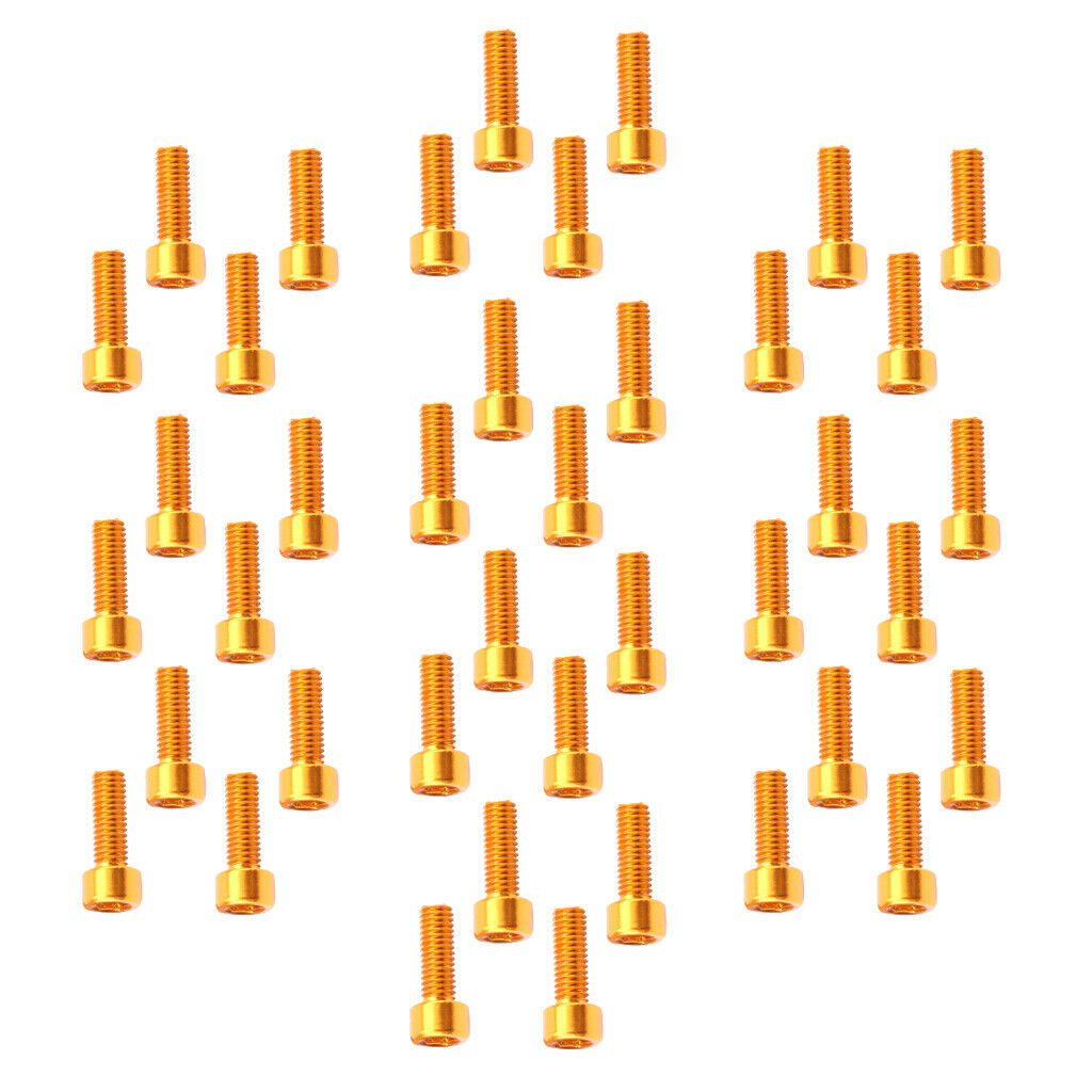 40x Bike Water Bottle Cage Holder Bolts Hex Socket Screws Durable Yellow