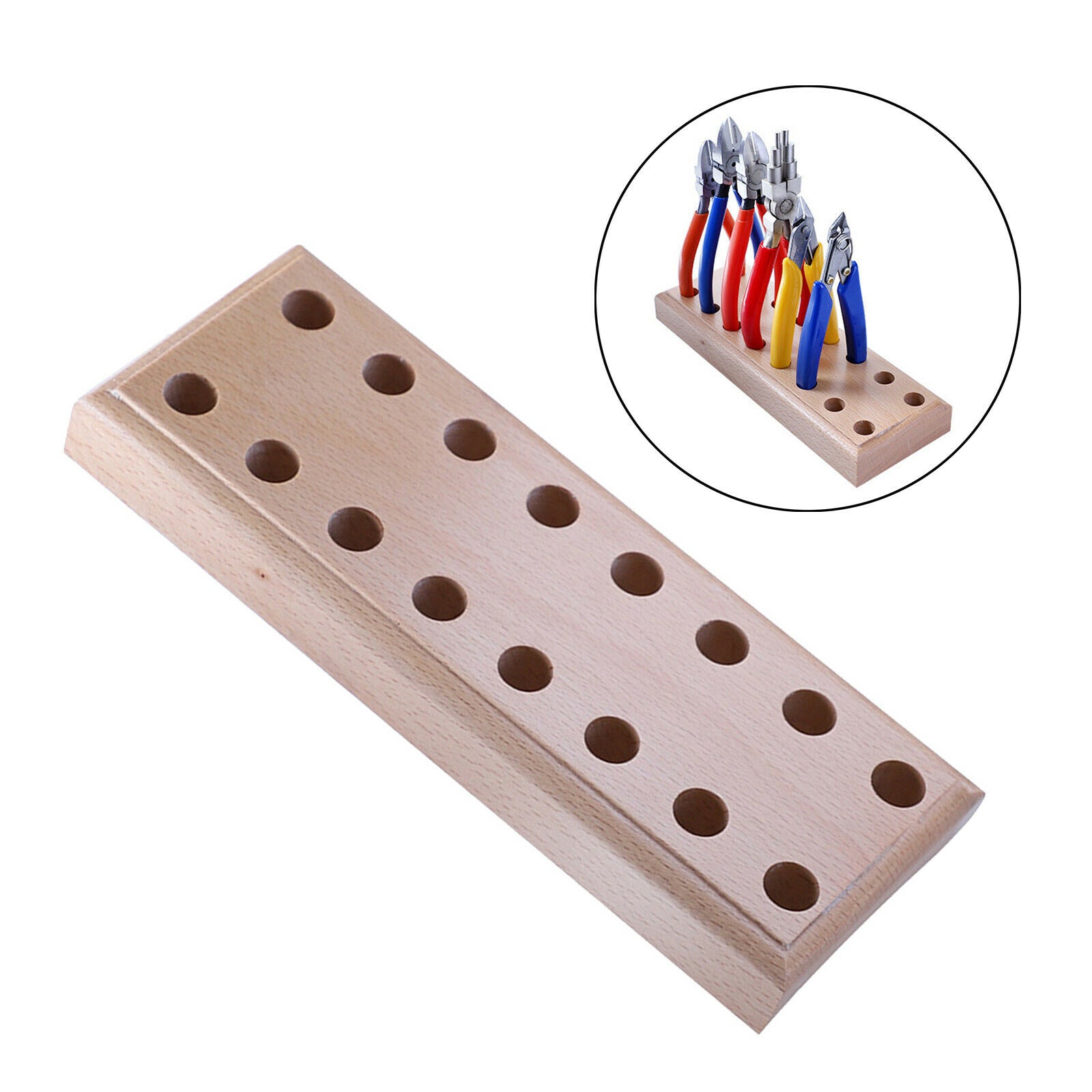 Wood Plier Block Desktop Pliers Holder Base Wood Pallet Jewelry Making Tools