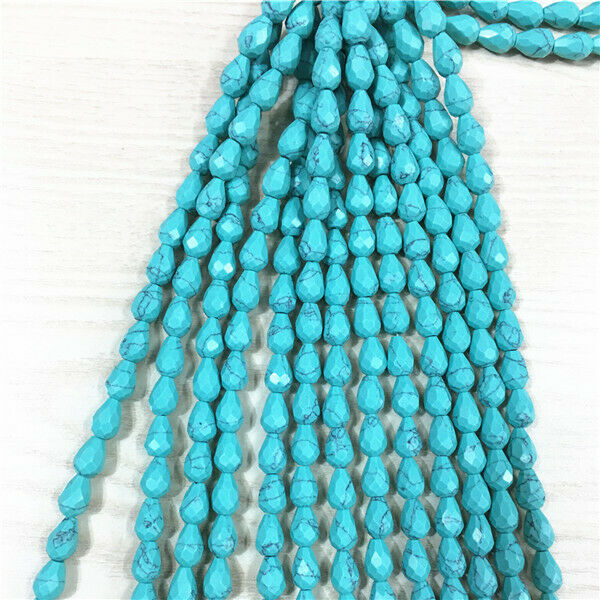 1 Strand/20Pcs 9x7mm Green Turquoise Faceted Mini Teardrop DIY Loose Beads HH432