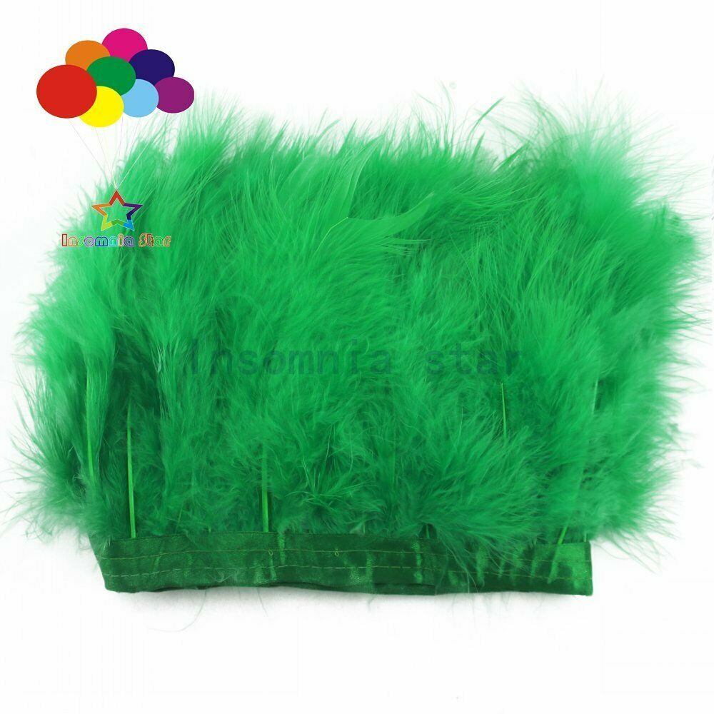 6-7" Grass green Marbou feather fringe trim turkey trims for sewing Crafts 2M
