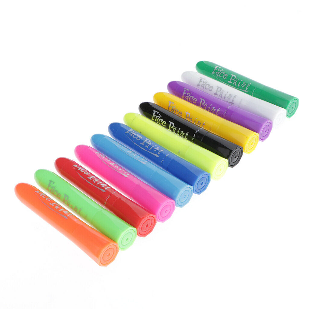 12pcs GLOW IN THE DARK PAINT STICK Body & Face Paint Stick Make Up Party