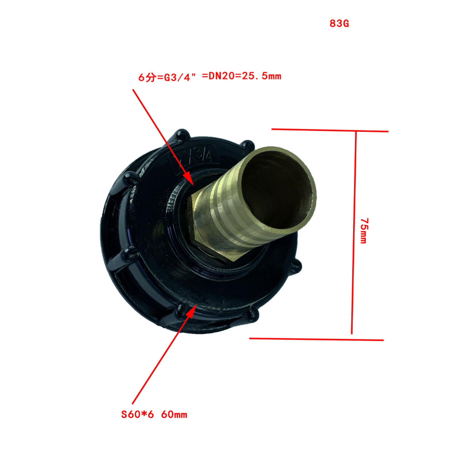 Brass IBC Tote Adapter DN20 Ton Barrel Fittings Coarse Thread Durable Joint
