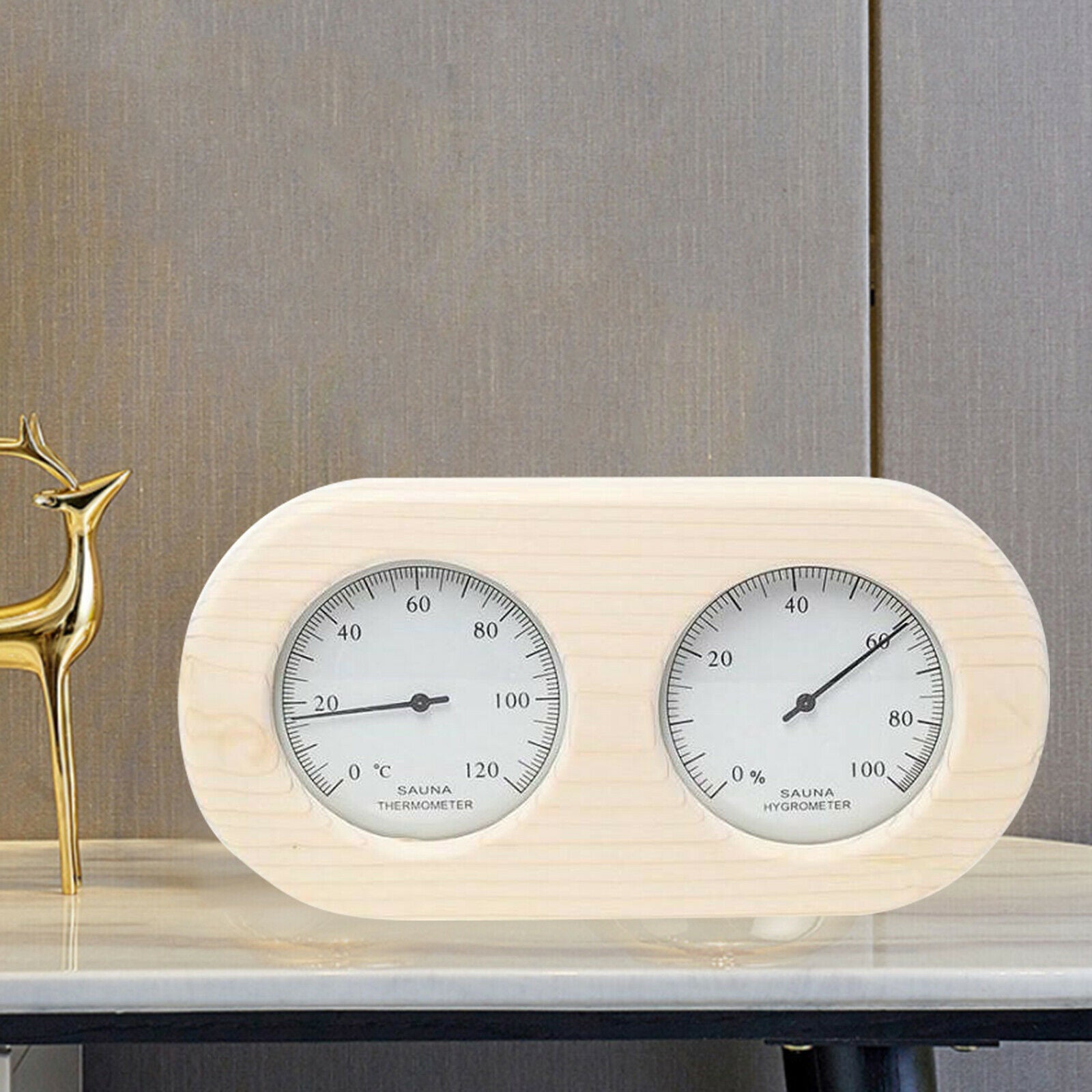 2-in-1 Indoor Wood Thermometer Hygrometer Sauna Room Steam Room Accessories