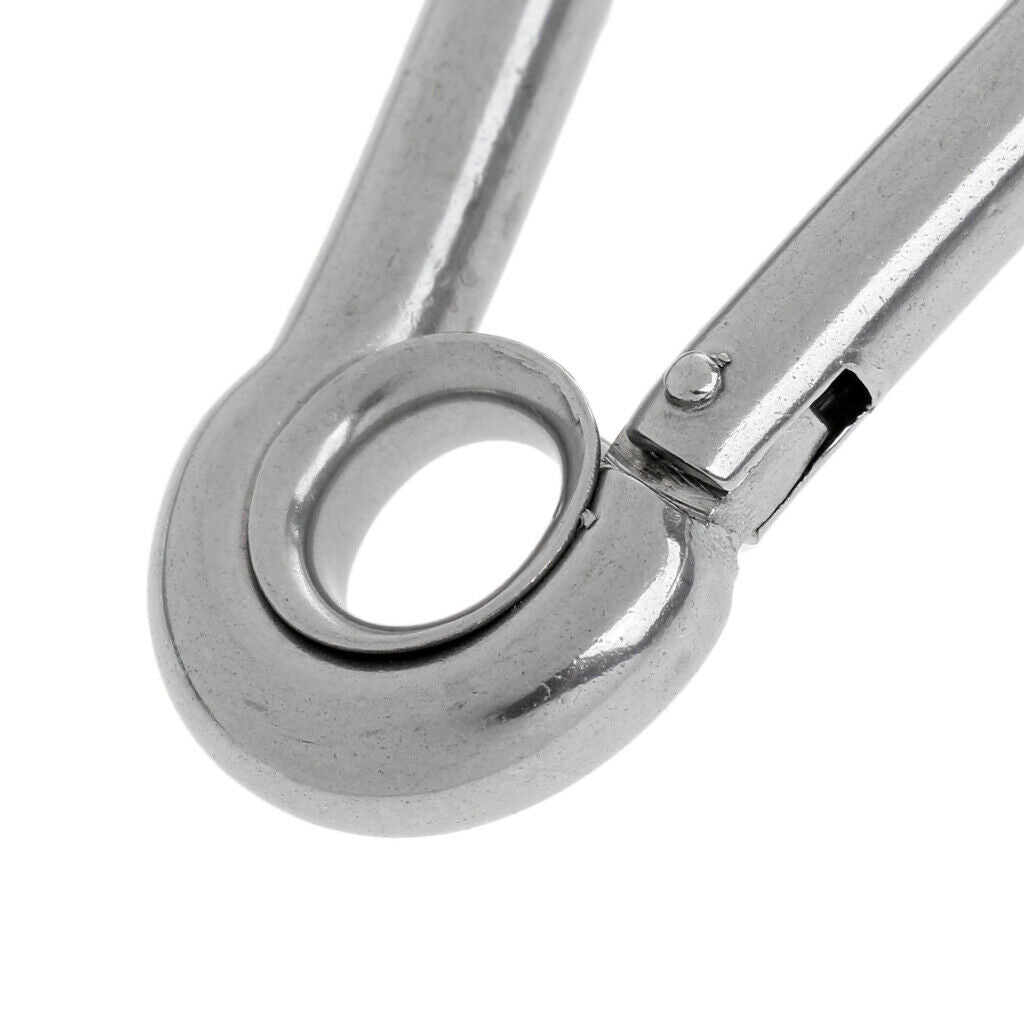 2X Stainless Steel Climbing Carabiner with Eye for Climbing/ Hiking 5 x 50 mm