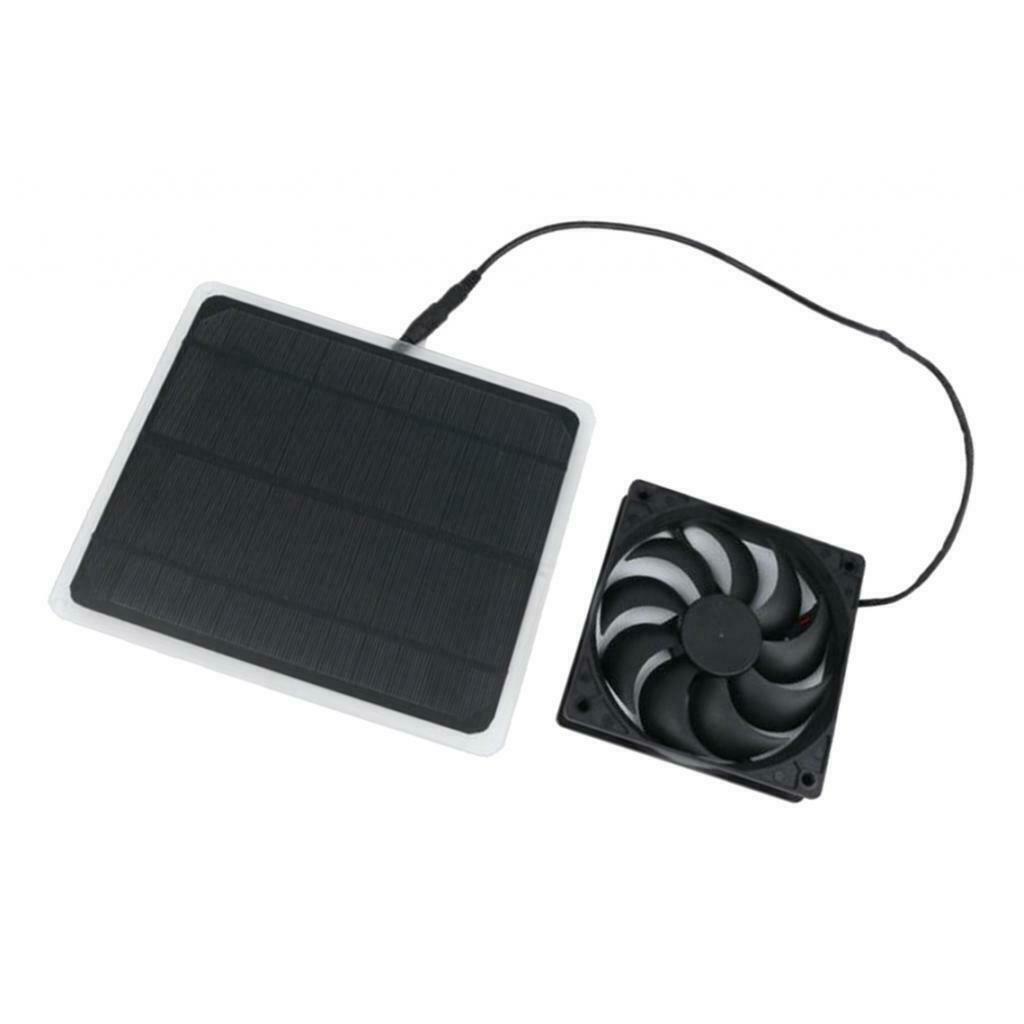 12V 5W Solar Panel Fan Charger Kit Backup Cooling Fan for Van Camper Camping