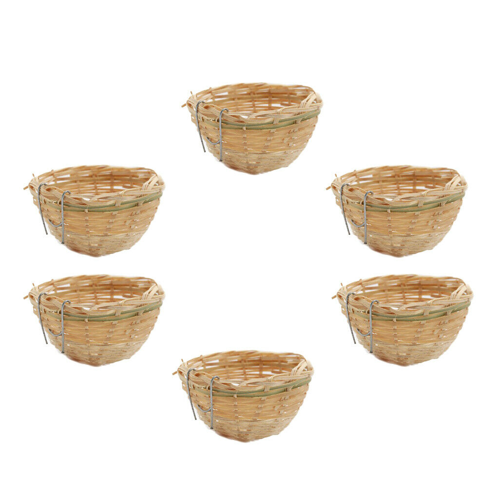 6x Handmade Bamboo Bird Nest Hanging Cage for Finch Canary Parakeet Conure