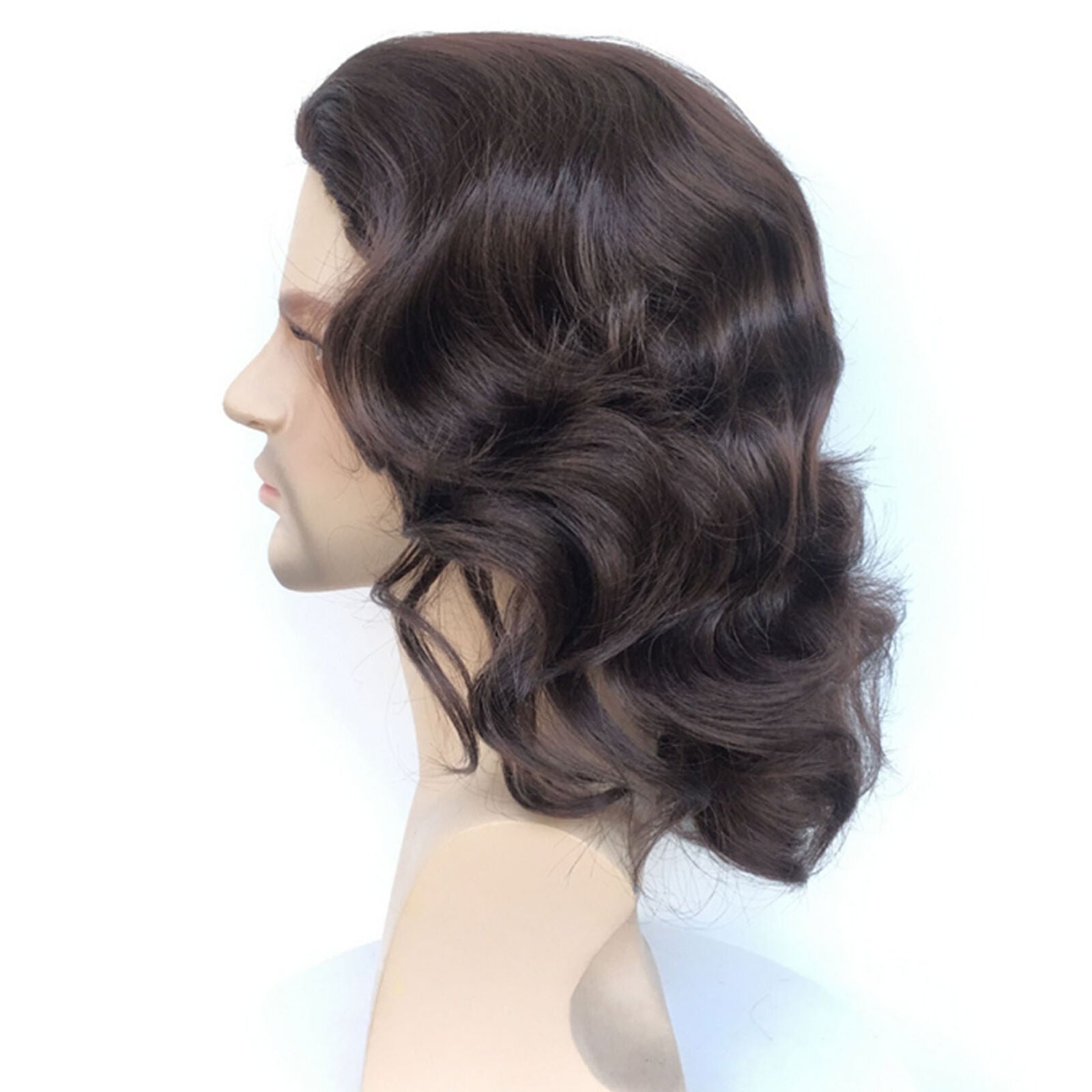 Men Wigs Dark Brown Long Curly Waves for Man Heat Resistant Synthetic Hair New