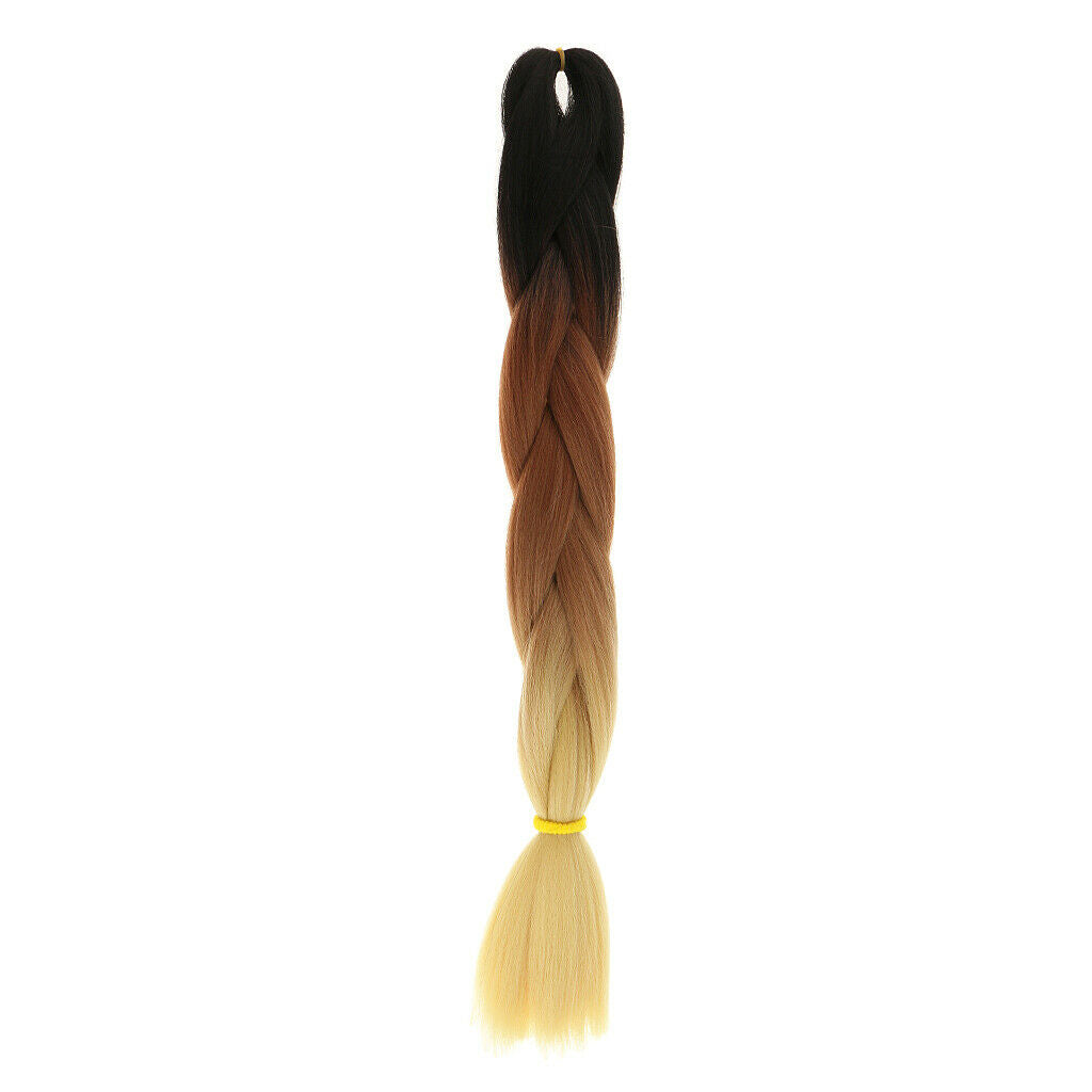 24" Ombre Kanekalon Jumbo Braiding Hair Extensions Black+Coffee+Blonde