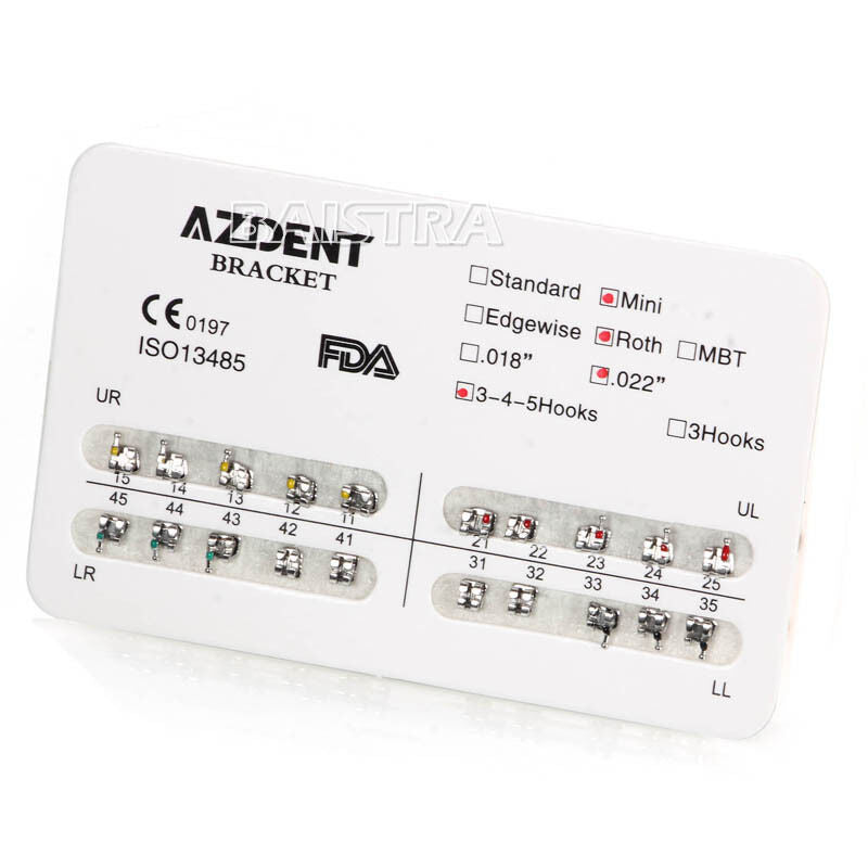 20X Dental Orthodontic Brackets Mini Roth 022 Hooks 345 AZ