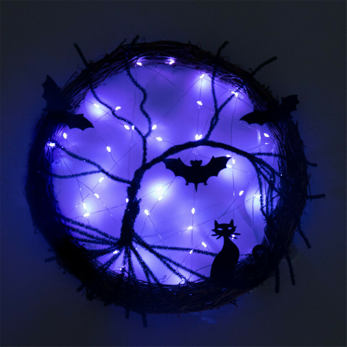 Halloween Glowing Light Bat Hanging Decoration Horror Party Ornaments Wreath