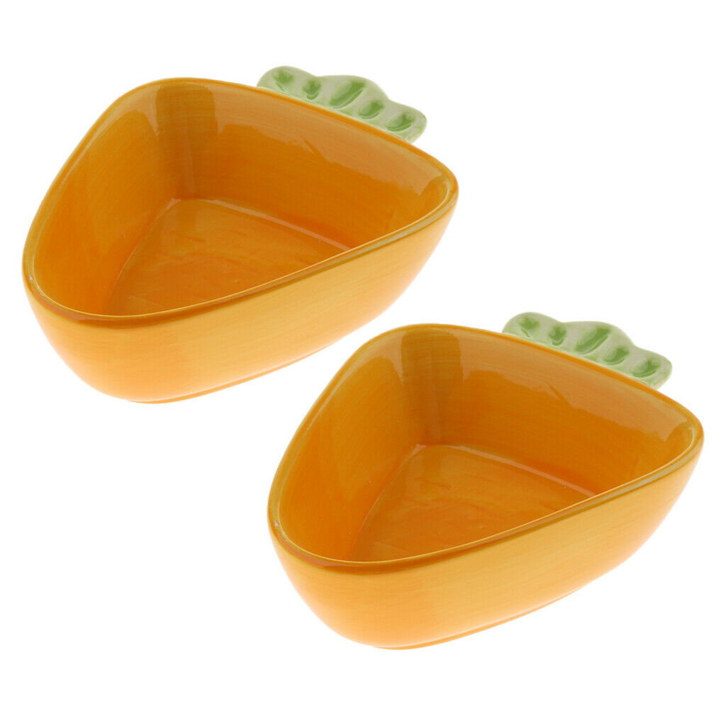 2pcs Guinea Pig Food Bowl Ceramic Small Animal Water Food Dish Big Carrot