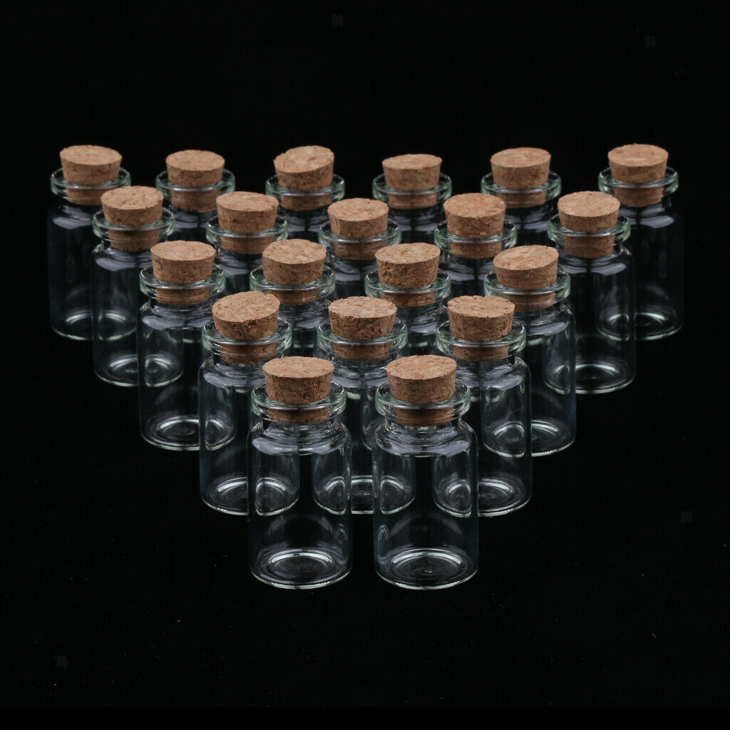 20Pcs 7ml Mini Empty Clear Glass Bottle Vials With Cork Stoppers For Storage