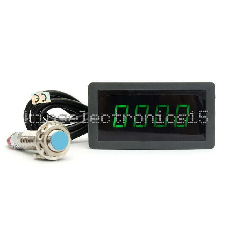 1PCS Green LED Tachometer Tach RPM Speed Meter With Hall Proximity Switch Sensor