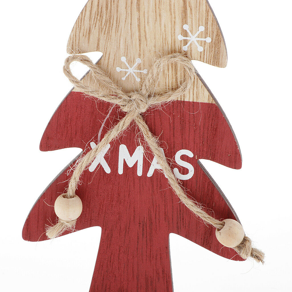 Red Wooden Christmas Tree Desktop Ornaments Table Decors Party Ornaments