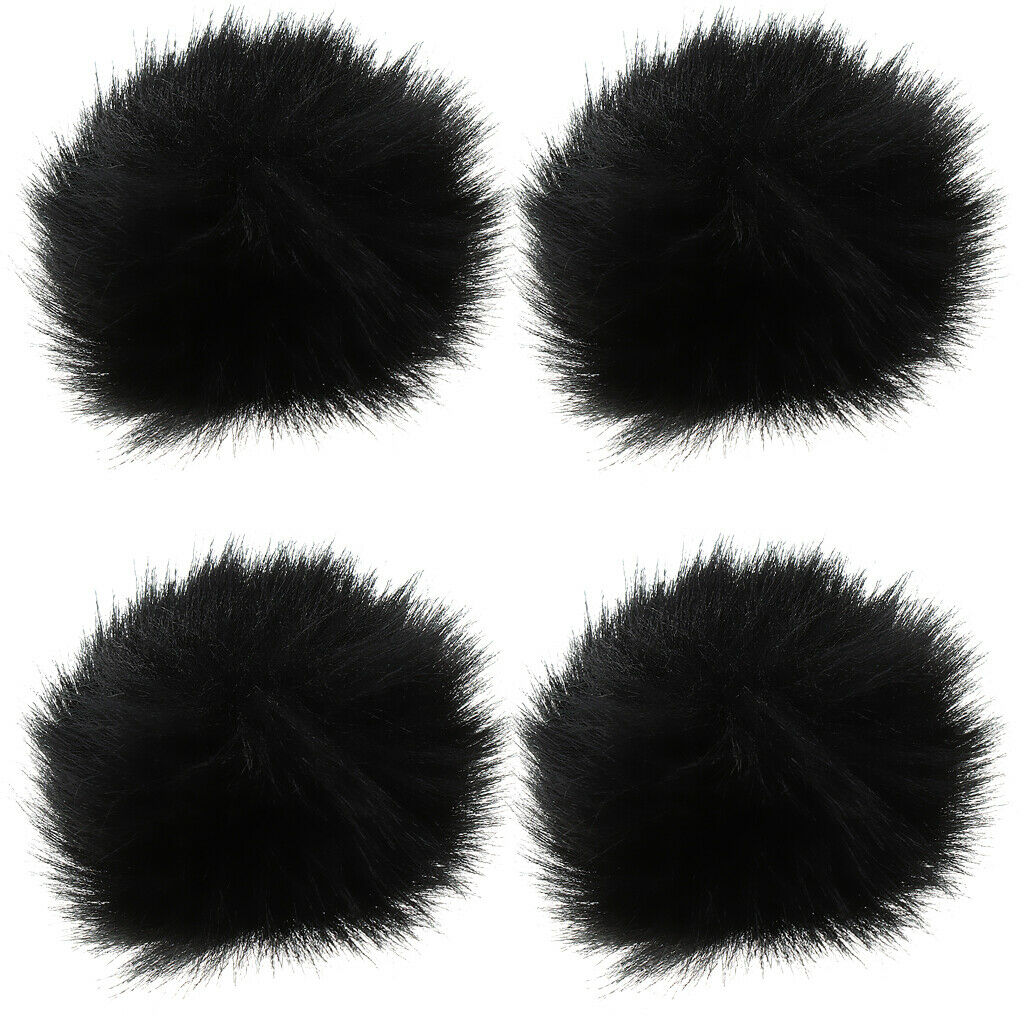 4xMicrophone Furry Windscreen Windshield Muff Mic Furry Cover black