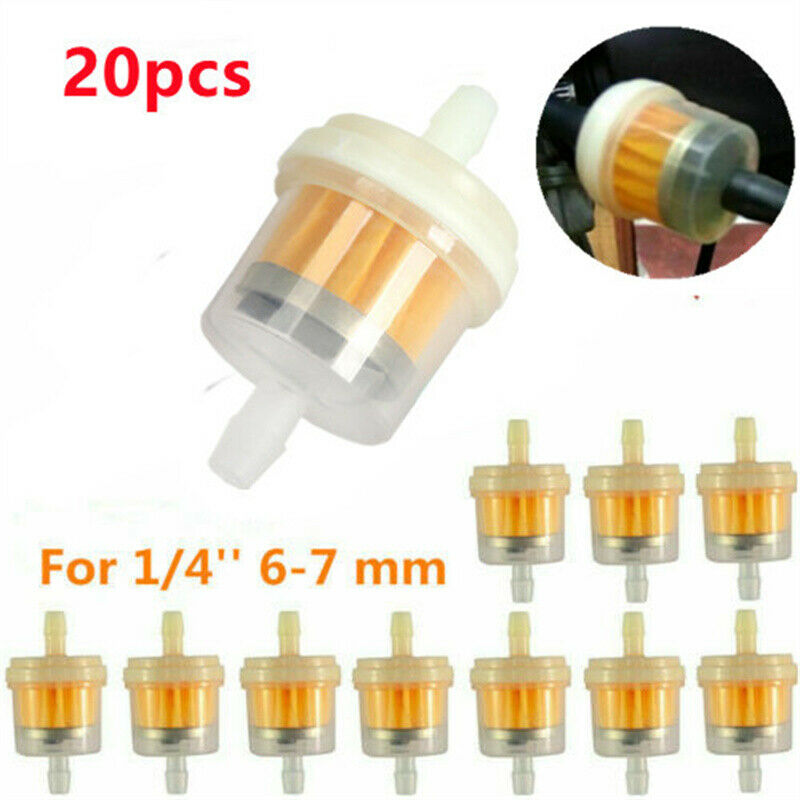 20PCS Motor Inline Gas Oil Fuel Filter Small Engine For 1/4'' Line 6-7mm Hose