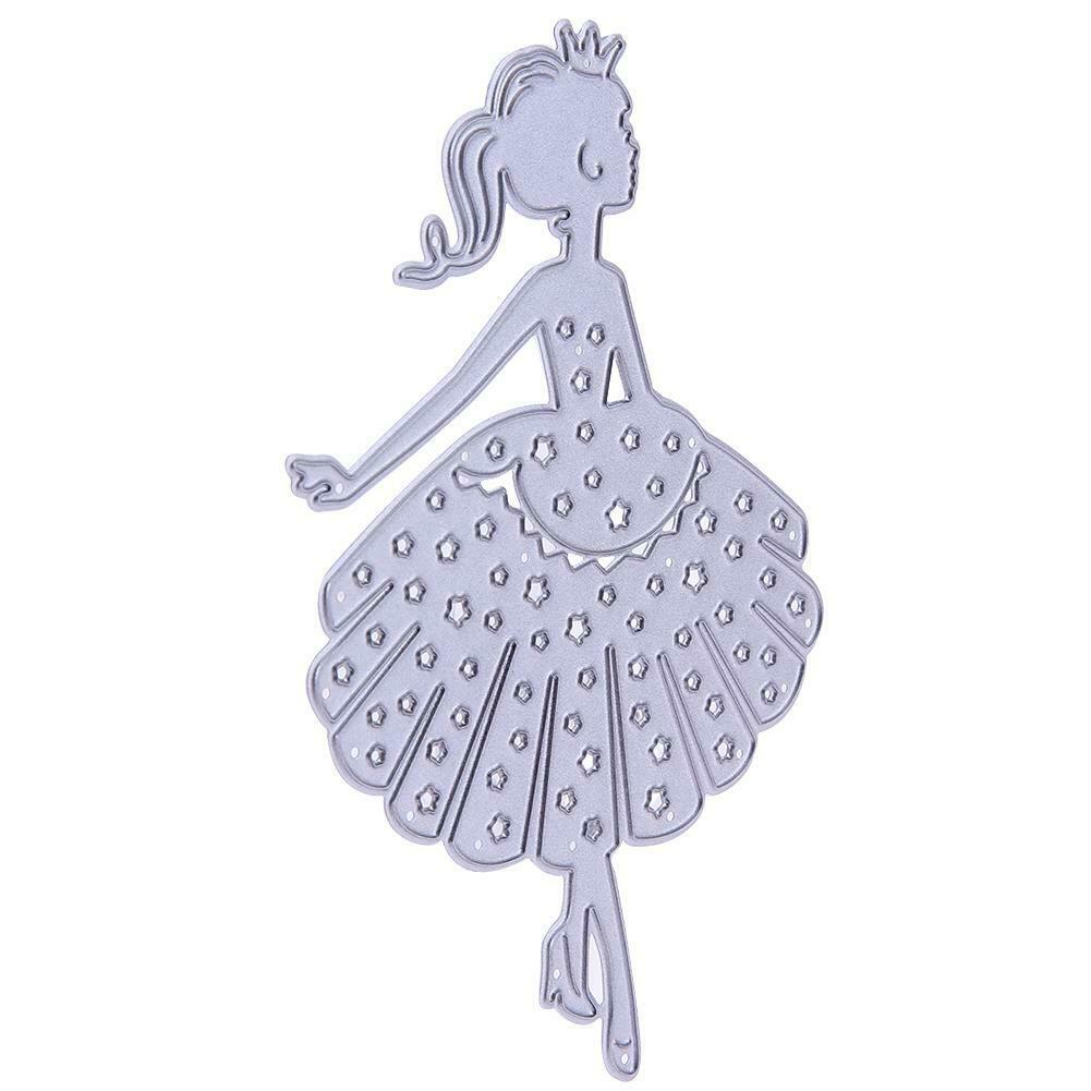 2pcs Metal Cutting Dies Dressing Girl DIY Scrapbook Embossing Stencil Craft @