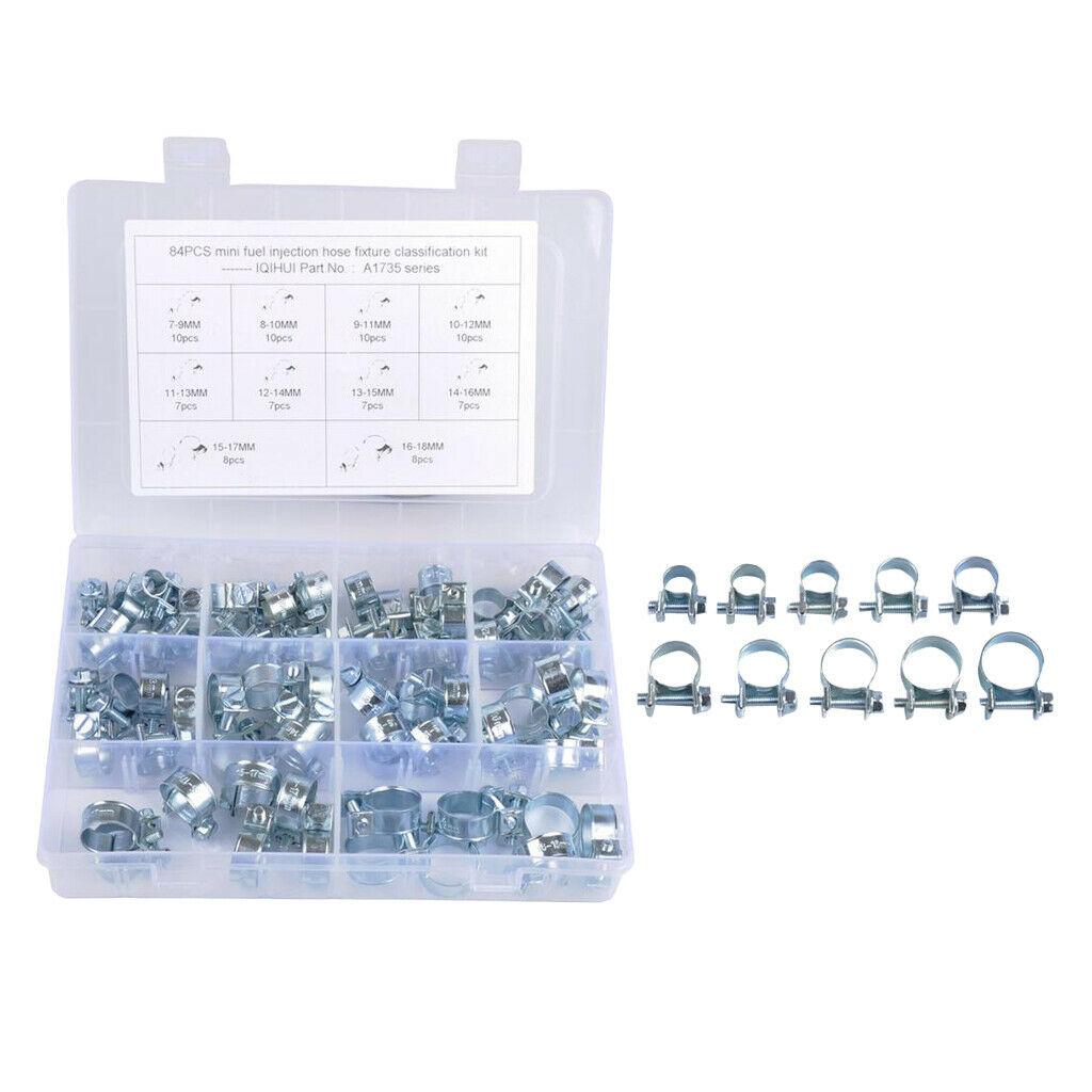 84 Pieces / Set Stainless Steel Hose Tube Hose Clamps Wire Assorted Kit