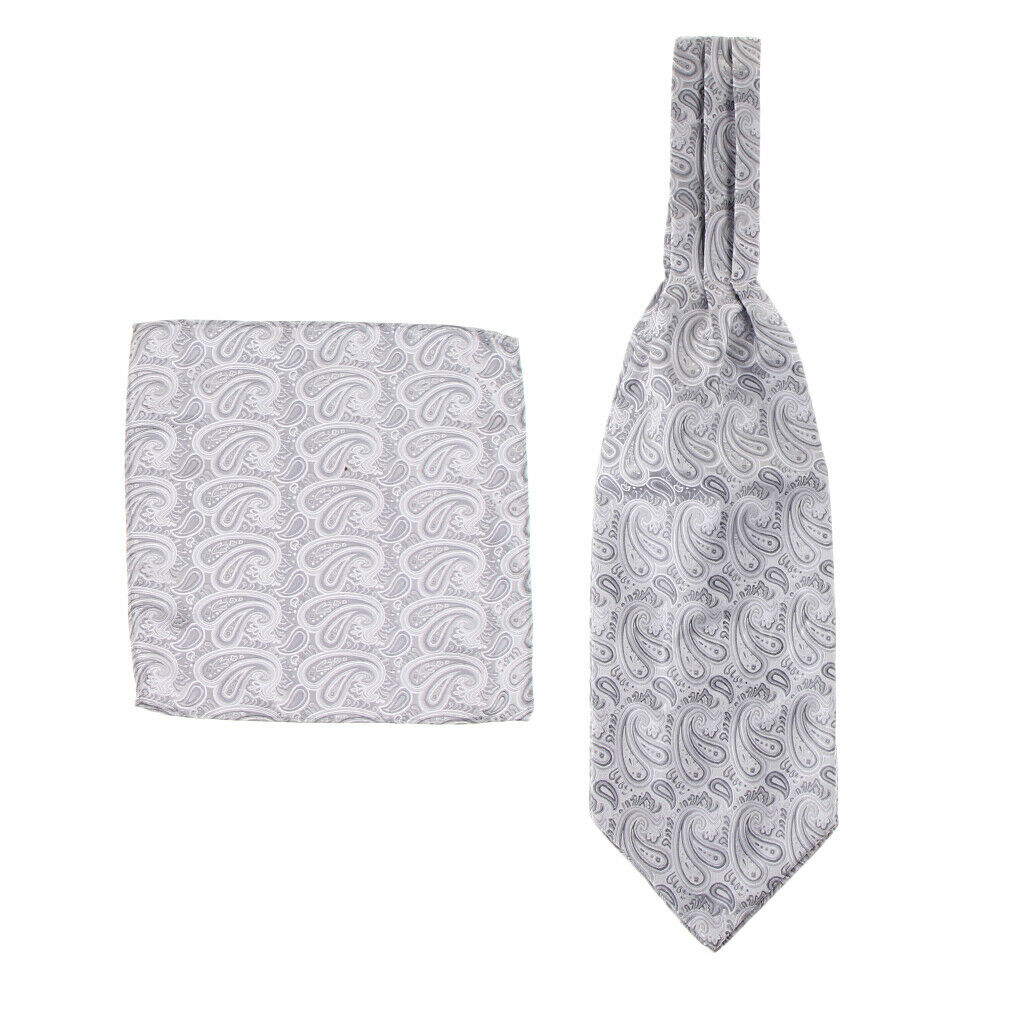 Men's Wedding Paisley Floral Jacquard Woven Self Cravat Tie Ascot Pattern 1