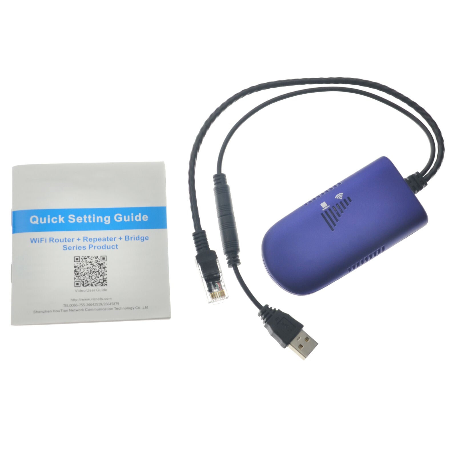 Wireless WiFi Bridge mini Cable Convert Adapter Ethernet Port to Dongle Vonets