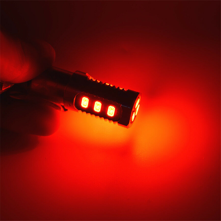 2Pcs 3157 Red Stop Brake Flash Strobe Blinking Rear Alert Safety LED Light Bulbs