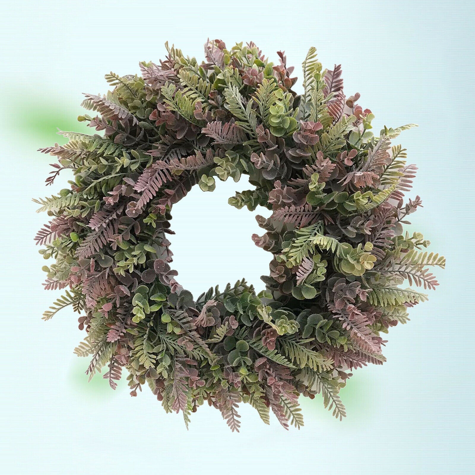 Round Eucalyptus Wreath Farmhouse Leaves Garland for Indoor Front Door Decor