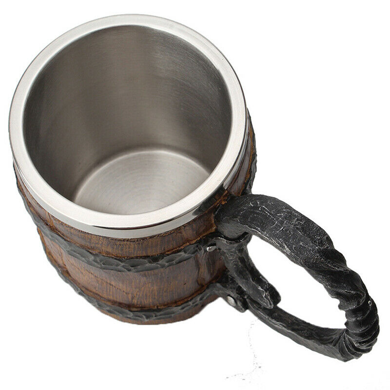New Simulation Crude Wood Mug Double Wall Insulated Beer Cup Wine TumblerBDAU