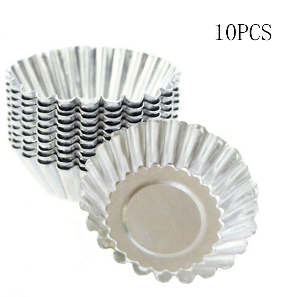 10Pcs/lot Egg Tart Aluminum Cupcake Cake Cookie Lined Mold Mould Tin Baking Tool