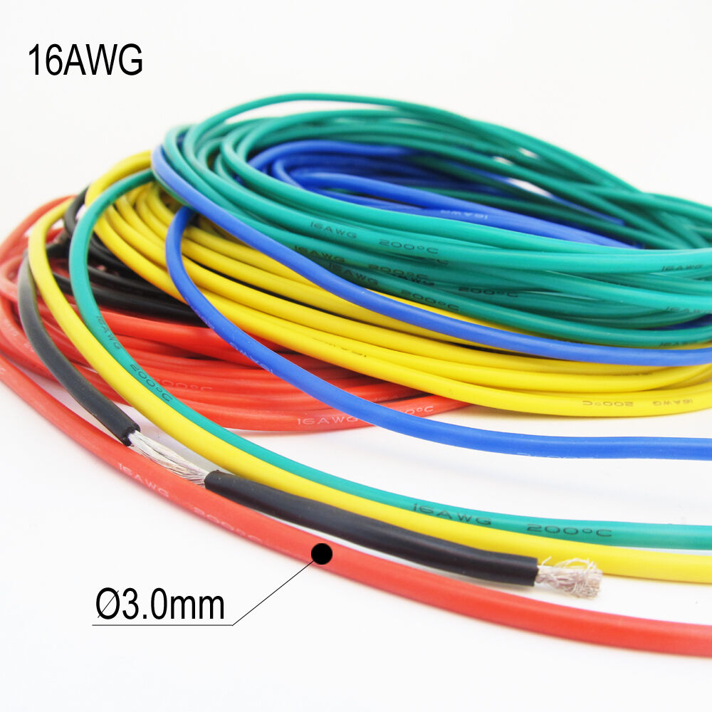 5M 16AWG Flexible Soft Silicone Wire Tin Copper RC Electronic Cable 5Colors