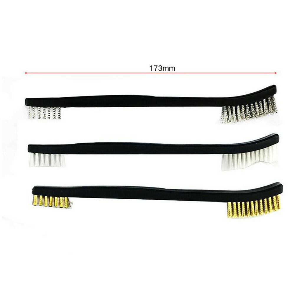 3x Cleaning Tool Set Kit With Brass Brush Double Ended Wire Brush Tool Set