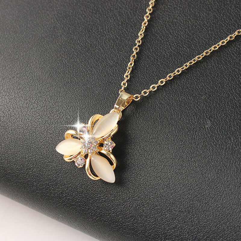 Opal Flower Hollow Out Necklace Earrings Jewelry Sets For Wedding ParDEAU