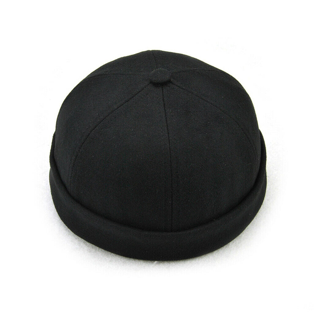 Boys Trendy Black Skullcap Sailor Caps Beanie With Adjustable Strap Black