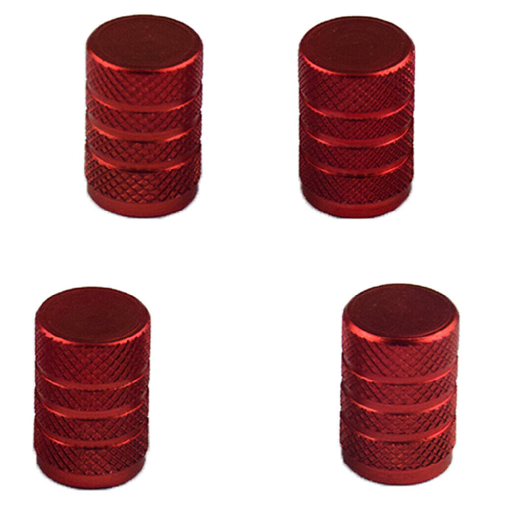 8 Pack Aluminum Car Tubeless Wheel Tire Valve Stems Dust Caps Black & Red