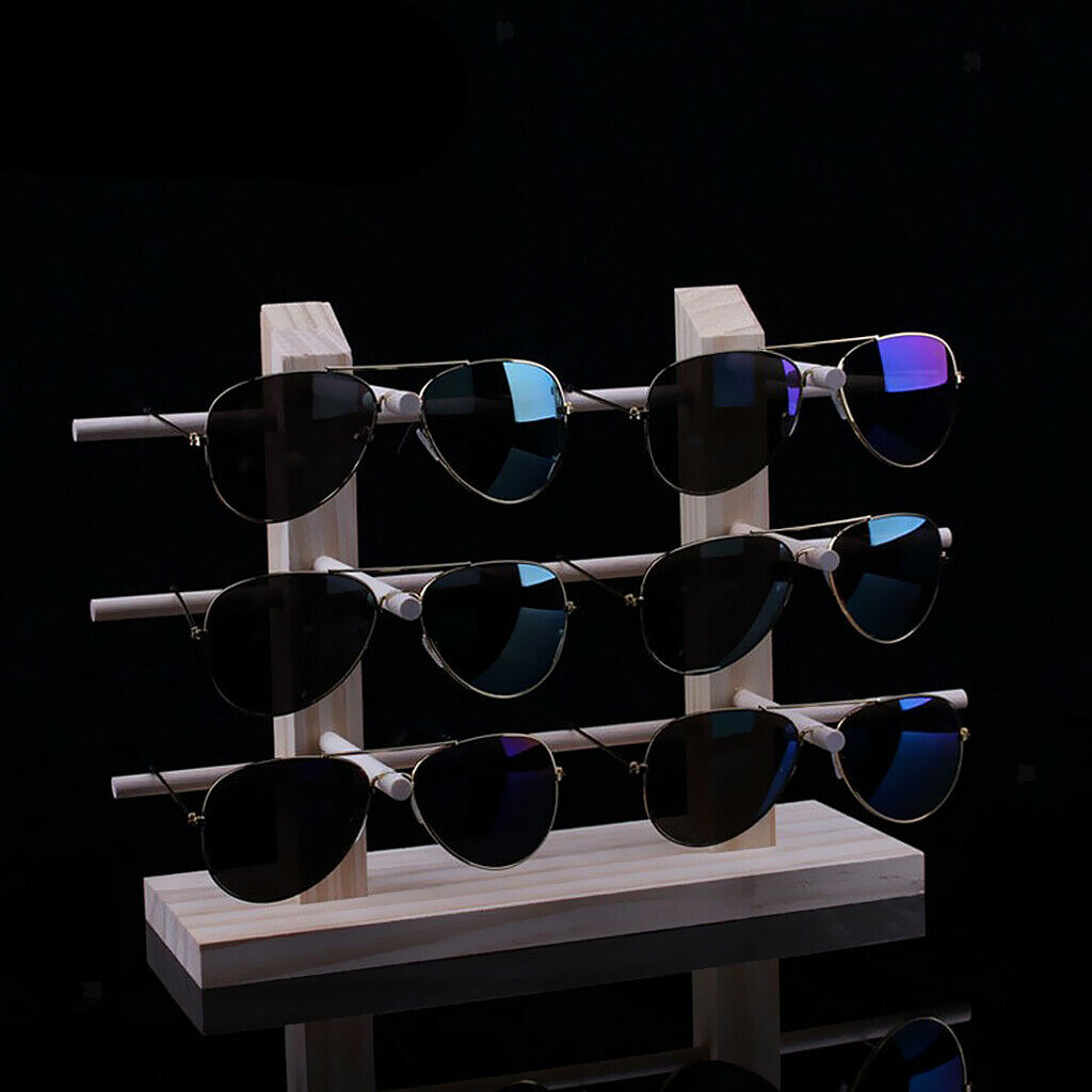 Set of 2 Natural Wood Sunglass Eyeglass Rack Glasses Display Stand Rack