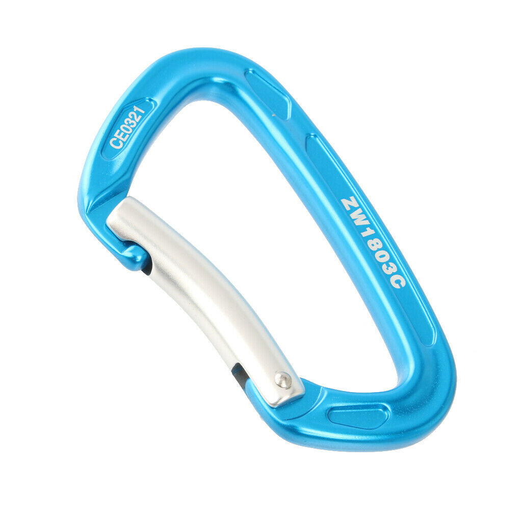Outdoor Mountaineering Climbing Aluminum Bent Gate Carabiner 24KN - Blue