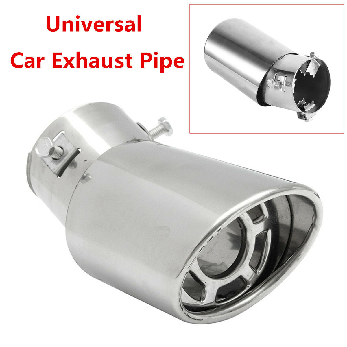 61mm Bent Universal Rear Round Stainless Steel Car Exhaust Tailpipe Muffler Tip