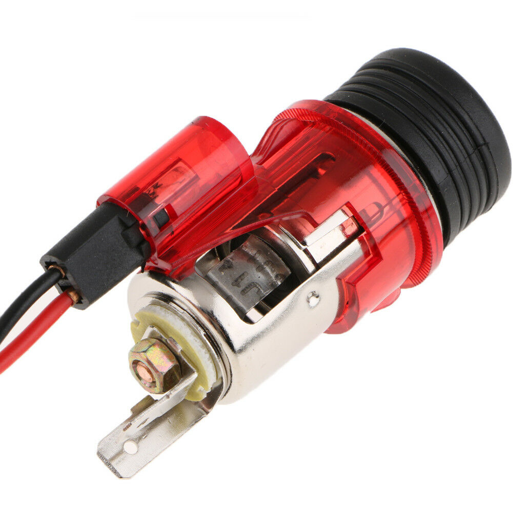 Car Cigarette Lighter Socket 12V Power Plug With Light Dia 28mm Red