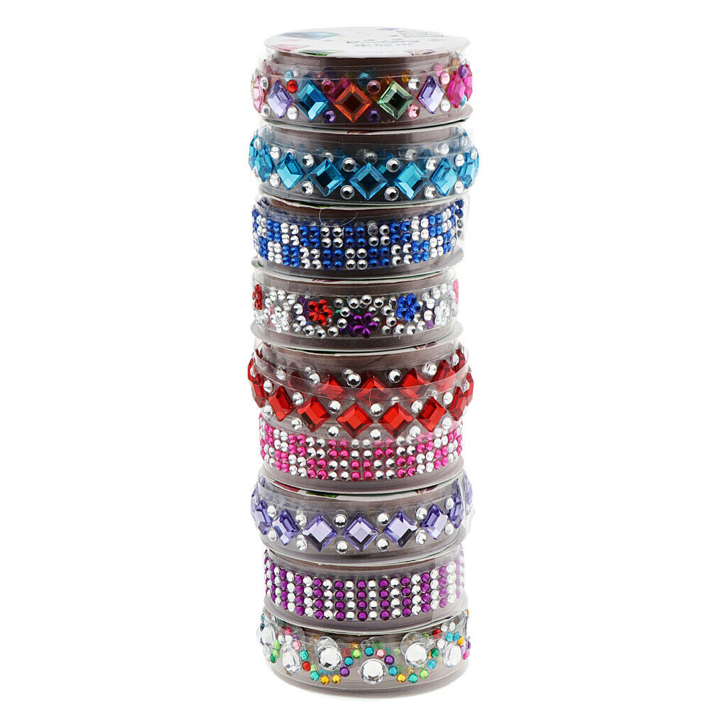 18 Rolls Shiny Rhinestone Stickers Diamante Gem Tape Diy Arts Scrapbooking