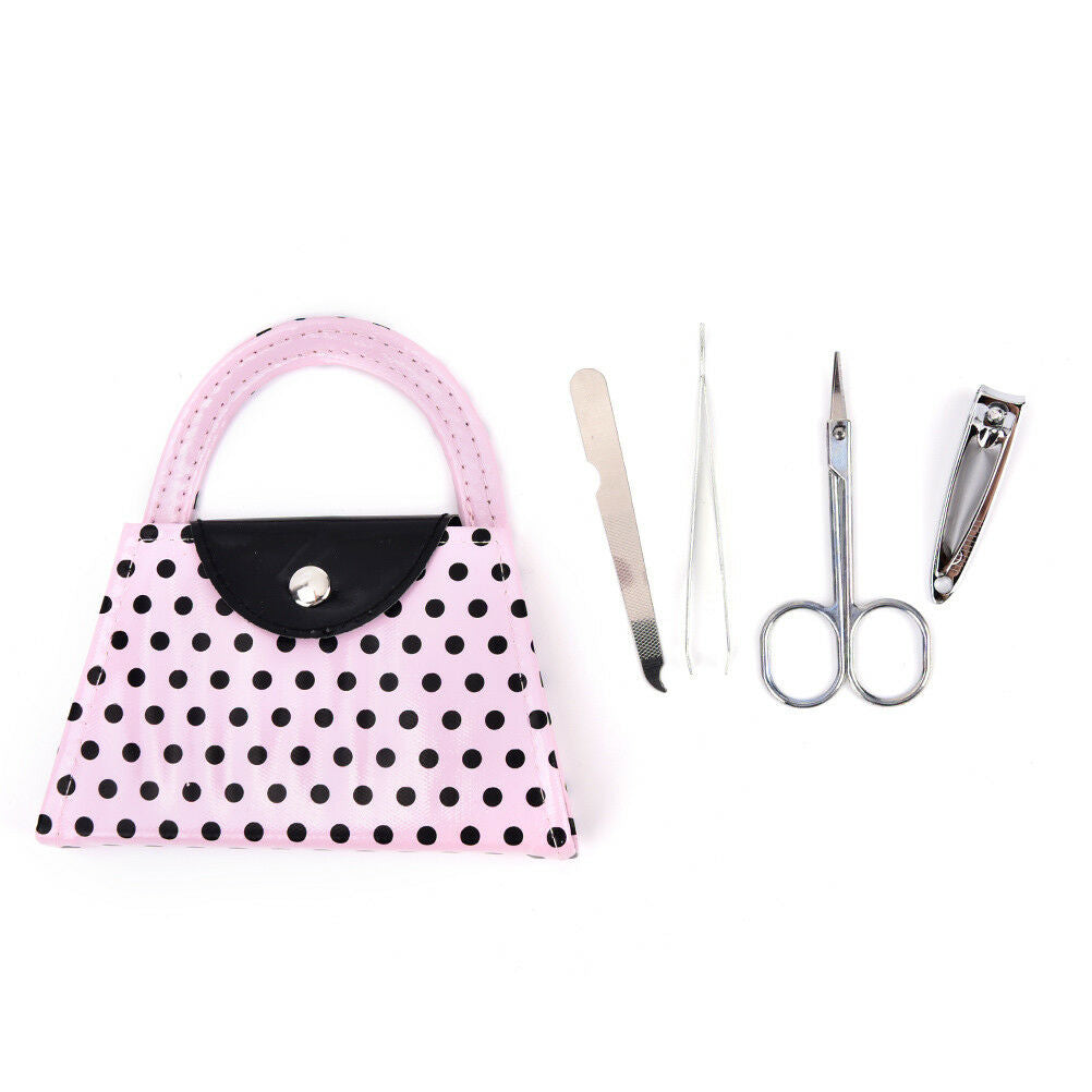Dot Purse Manicure Pedicure Tool Kits Bridesmaid Xmas Wedding Gifts Pink  DD